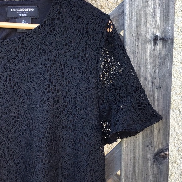 Liz Claiborne pretty lace black short sleeved top - Picture 2 of 12